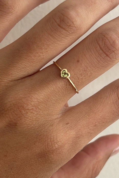 peridot baby heart ring