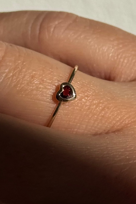 garnet baby heart ring