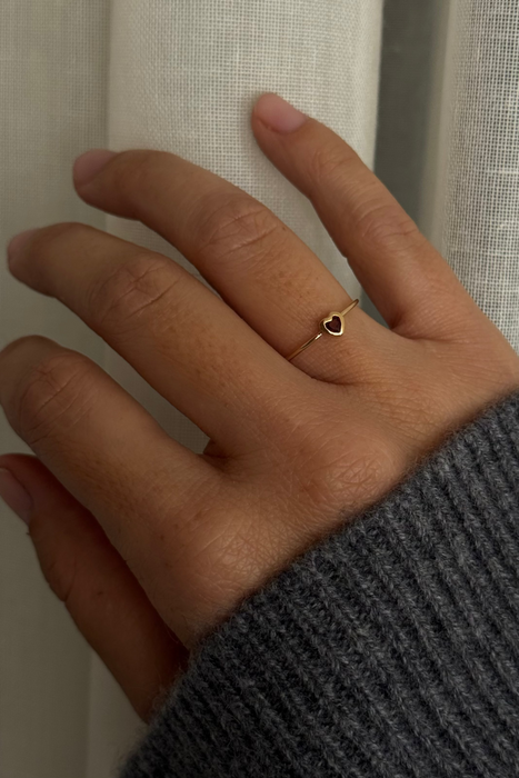 garnet baby heart ring