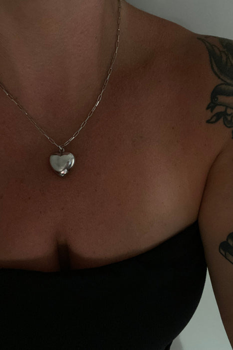 ss puffed heart chain