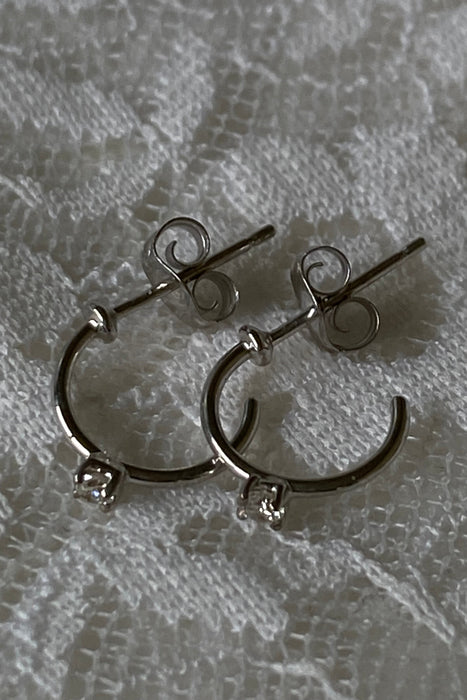petite white diamond hoops