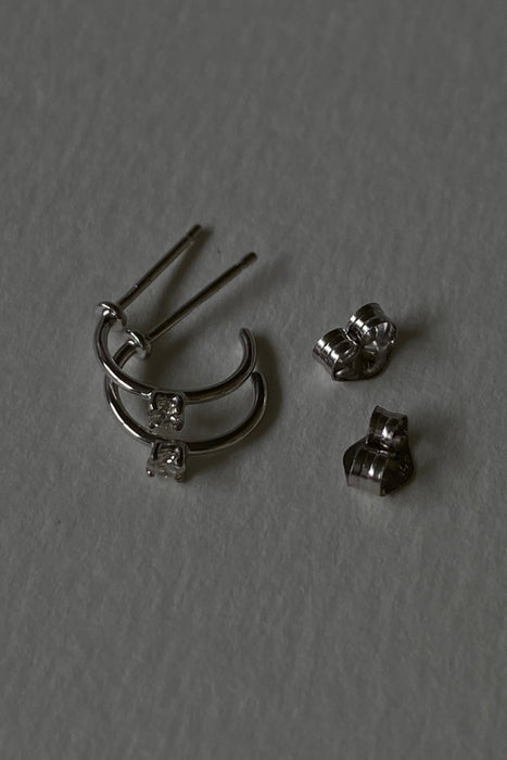 petite white diamond hoops