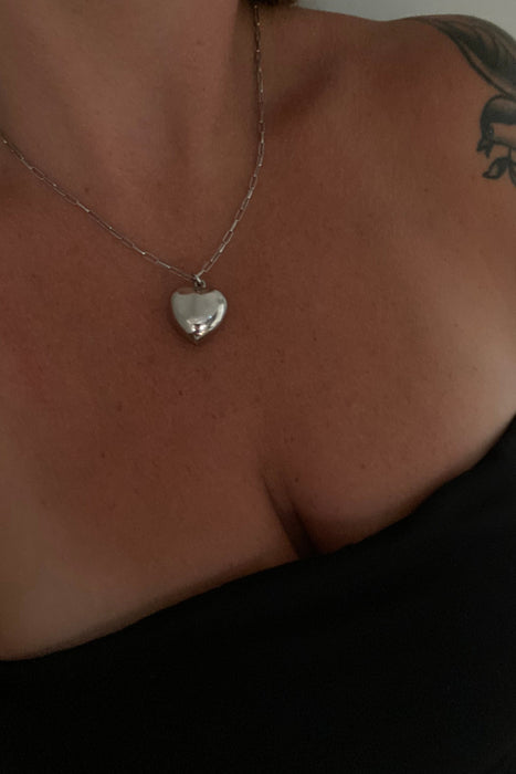ss puffed heart chain