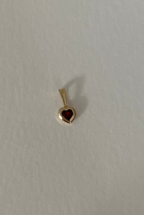 garnet baby heart charm