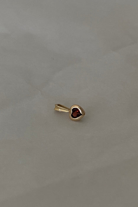 garnet baby heart charm