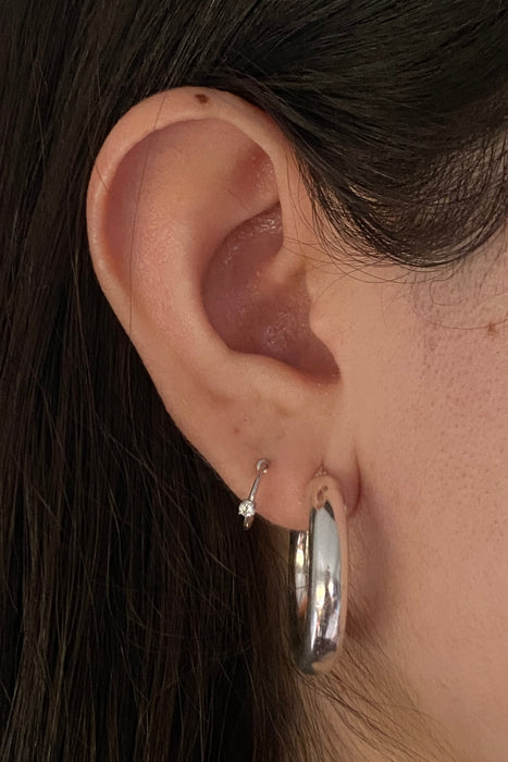 petite white diamond hoops