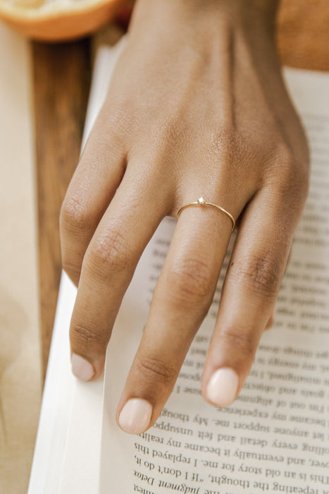 petite white diamond ring