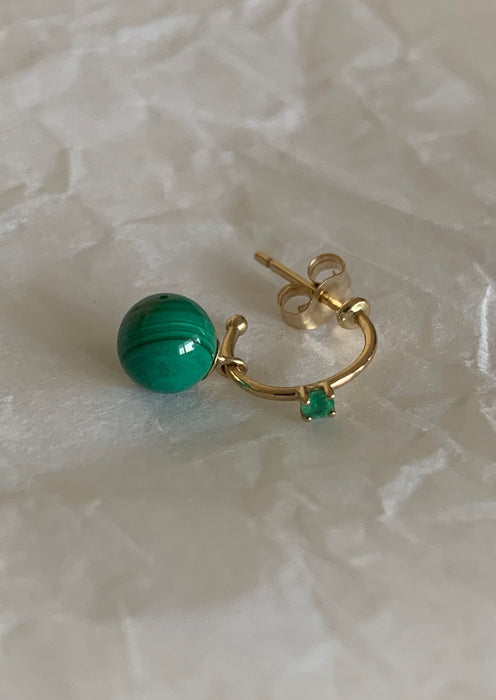 emerald and malachite drop hoops