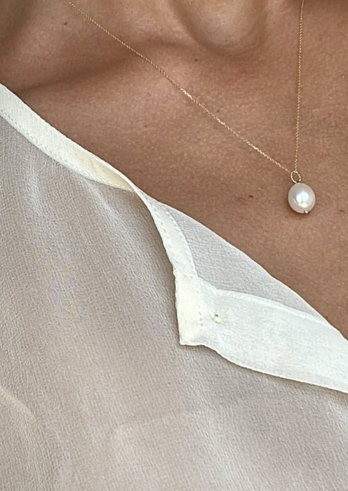 ivory textured puff pearl necklace