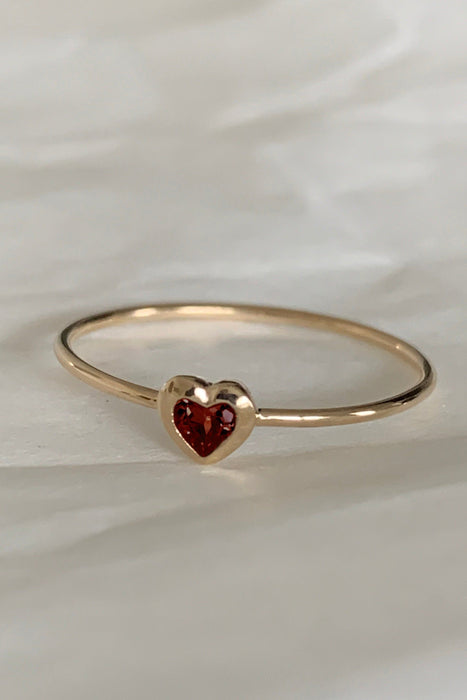 garnet baby heart ring